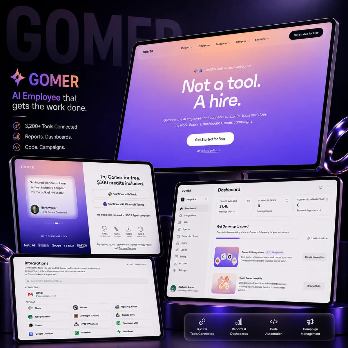 Gomer — AI employee marketing site built by Volanta Labs