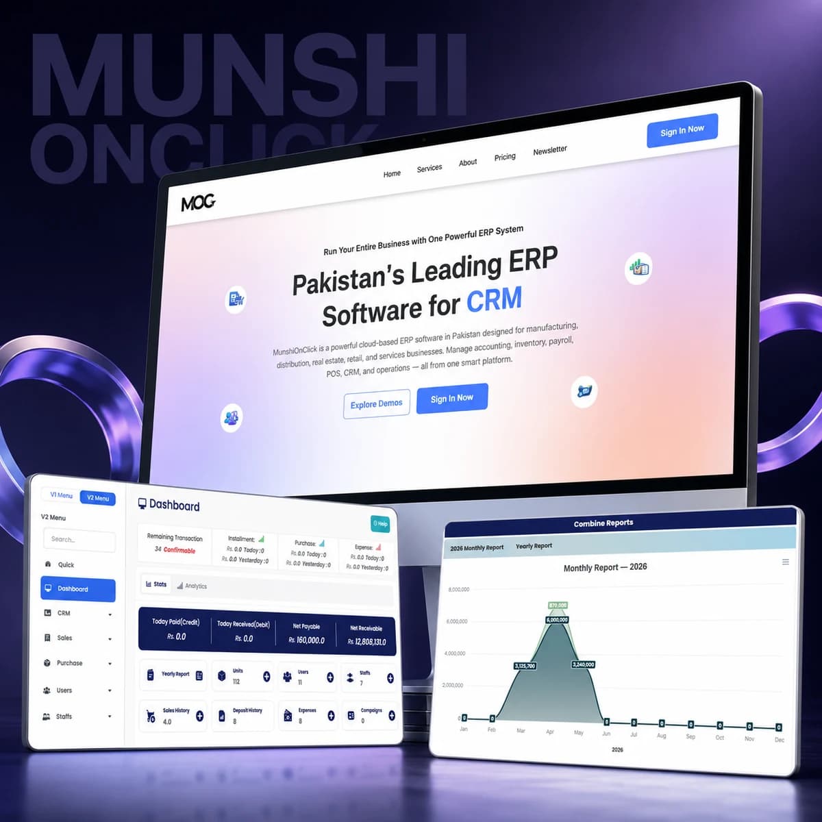 MunshiOnClick — Cloud ERP suite built by Volanta Labs